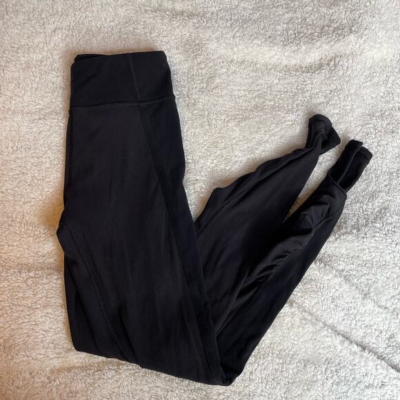 ATHLETA GIRL‎ Grace High Rise Black Large Stir-Up Tight Leggings Ribbed - Picture 2 of 5